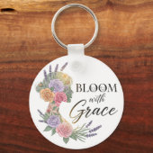 Bloom with Grace Elegant Floral Woman Silhouette キーホルダー (正面)