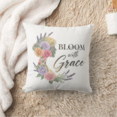 Bloom with Grace Elegant Floral Woman Silhouette クッション (ブランケット)