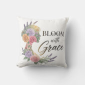 Bloom with Grace Elegant Floral Woman Silhouette クッション (正面)