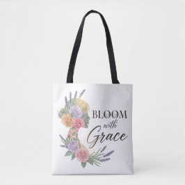Bloom with Grace Elegant Floral Woman Silhouette トートバッグ