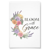 Bloom with Grace Elegant Floral Woman Silhouette フォトプリント (正面)