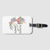Bloom with Grace Elegant Floral Woman Silhouette ラゲッジタグ (正面横)
