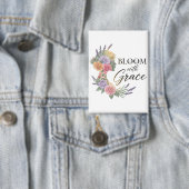 Bloom with Grace Elegant Floral Woman Silhouette 缶バッジ (インサイチュ)