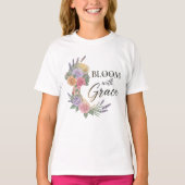Bloom with Grace Elegant Floral Woman Silhouette Tシャツ (正面)