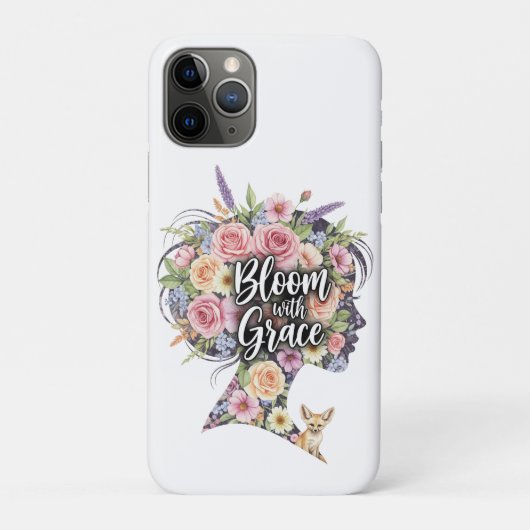 Bloom with Grace Floral Inspirational Quote Design Case-Mate iPhoneケース (裏)