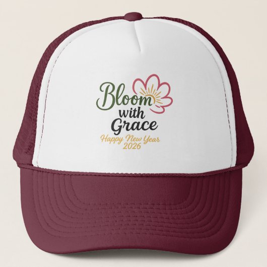 Bloom with Grace Hat | Happy New Year 2026 キャップ (正面)