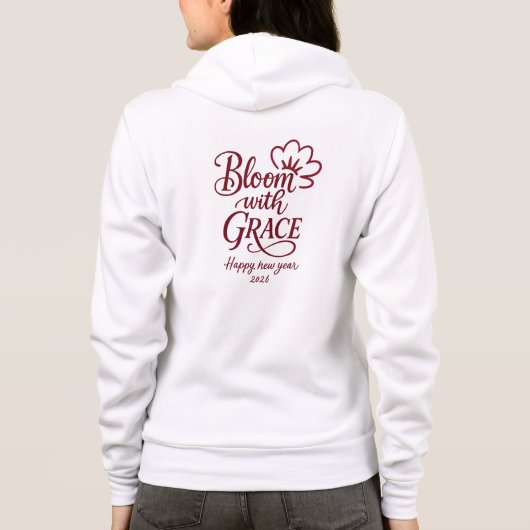 Bloom with Grace – Inspirational Floral Hoodie パーカ (裏面)