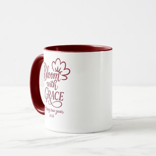 Bloom with Grace – New Year 2026 Combo Mug マグカップ (正面左)