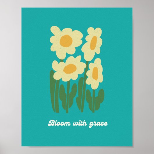 Bloom With Grace Retro Daisy Wall Art ポスター (正面)