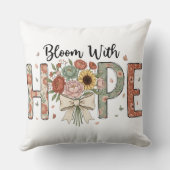 Bloom With Hope Floral Typography Art クッション (裏面)