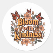 Bloom With Kindness Retro Floral Sticker  ラウンドシール (正面)