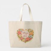 Bloom With Love Floral Design  ラージトートバッグ (裏面)