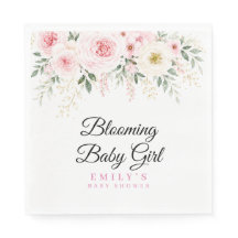 Blooming Baby Girl フラワーベイビーシャワーペーパーナプキン