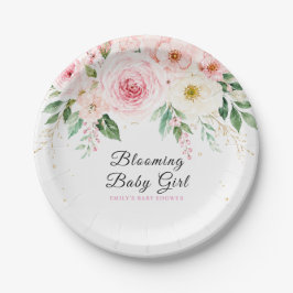 Blooming Baby Girl フラワーベビーシャワーペーパー ペーパープレート