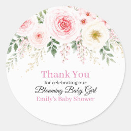 Blooming Baby Girl フラワー ベビーシャワーのお返しギフト ラウンドシール