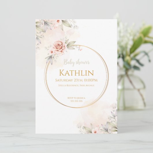 Blooming Baby Shower Invitation 招待状 (スタンド正面)