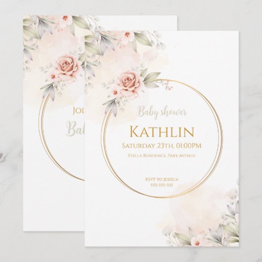 Blooming Baby Shower Invitation 招待状 (正面/裏面)