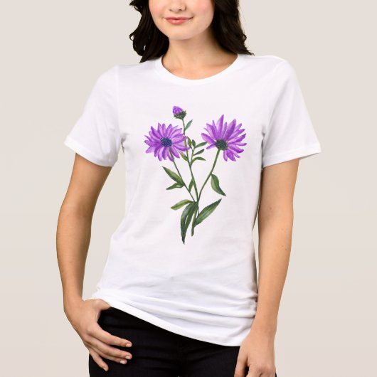 Blooming Beauty - 花柄リーフTシャツ トライブレンドＴシャツ (正面)