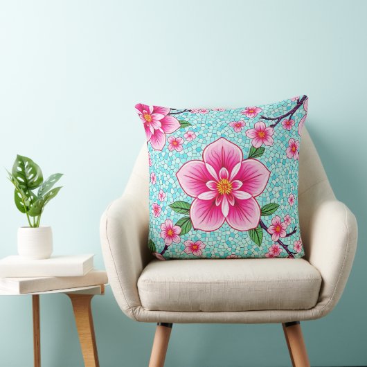 Blooming Beauty Mosaic Throw Pillow クッション (椅子)