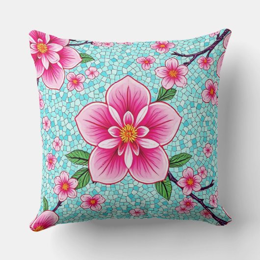 Blooming Beauty Mosaic Throw Pillow クッション (裏面)