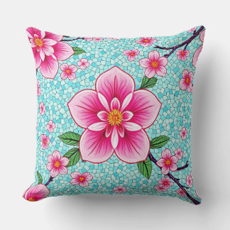 Blooming Beauty Mosaic Throw Pillow クッション
