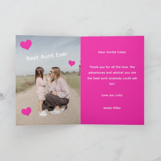 Blooming Birthday Wishes! To Favorite Aunt カード (内部)