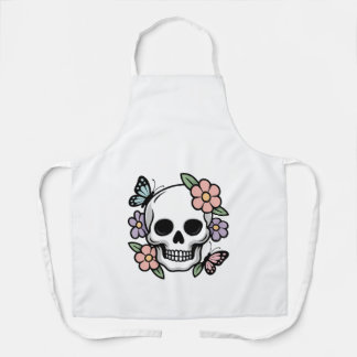 Blooming Bones Cute Floral Skull Sticker エプロン