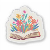 Blooming Book | 本好き 花 フラワー おしゃれ シール (正面)