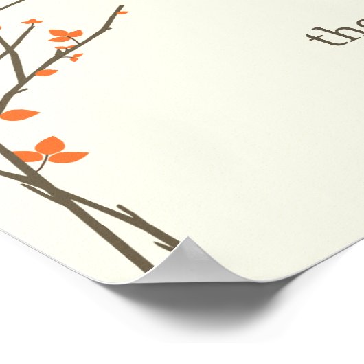 Blooming Branches Personalized Wall Art -Orange- ポスター (角)