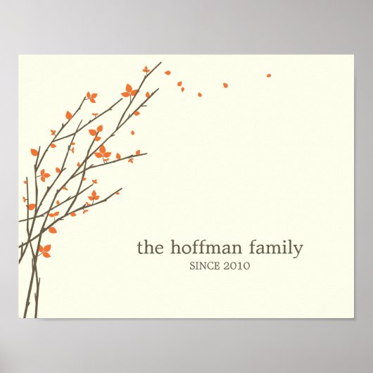 Blooming Branches Personalized Wall Art -Orange- ポスター (正面)