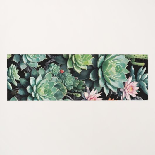 Blooming Cactus and Succulents ヨガマット (裏面(横))