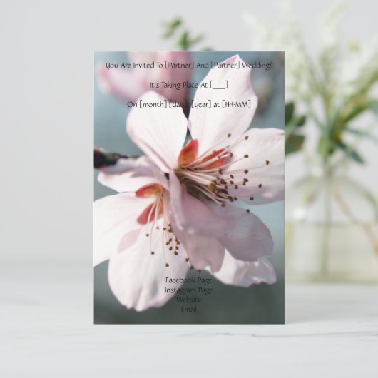 Blooming cherry flower wedding invitation 招待状 (スタンド正面)