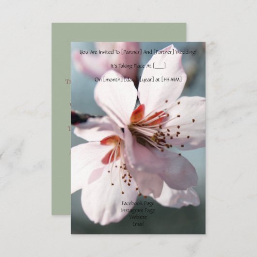 Blooming cherry flower wedding invitation 招待状 (正面/裏面)