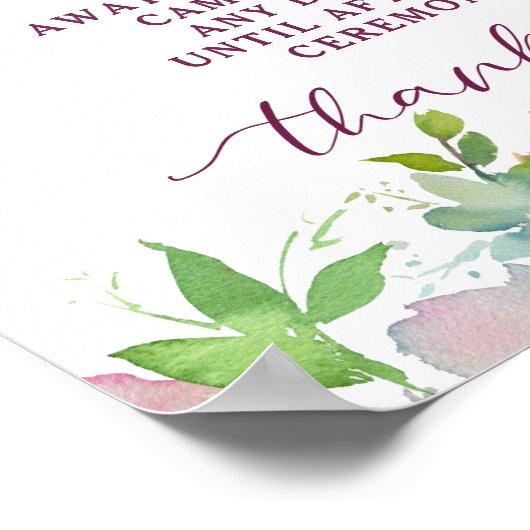 Blooming Chic Floral Unplugged Wedding Table Sign ポスター (角)