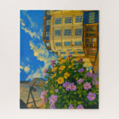 Blooming Corner – Vibrant European Street ジグソーパズル (縦)