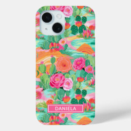Blooming Desert Cacti Personalized iPhone 15ケース