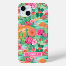 Blooming Desert Cacti Personalized iPhone 15 Miniケース