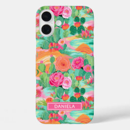 Blooming Desert Cacti Personalized iPhone 16 Plusケース