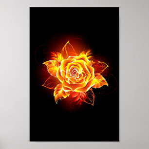 Blooming Fire Rose ポスター