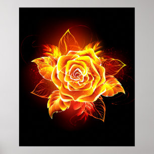 Blooming Fire Rose ポスター