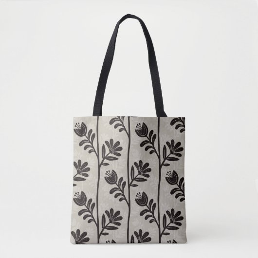 Blooming Floral Silhouette L black flowers トートバッグ (正面)