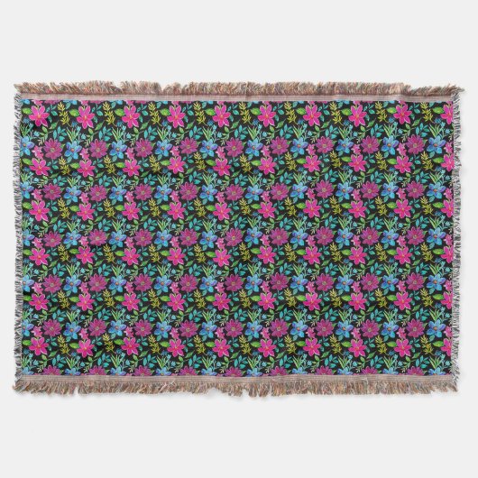 Blooming flower garden chic floral foliage スローブランケット (正面)