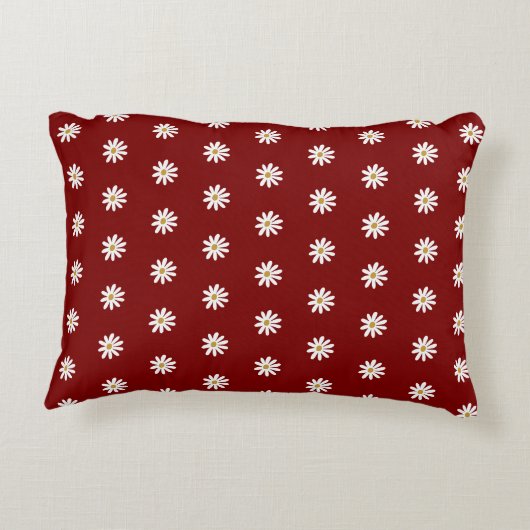 Blooming Flower Pattern Dark Red Accent Pillow アクセントクッション (裏面)