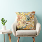  Blooming Flowers and Yellow Peach Design Art クッション (椅子)