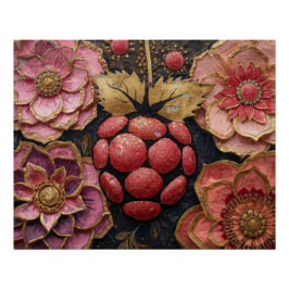 Blooming Flowers Covered with Flowing Artistic Pai ポスター