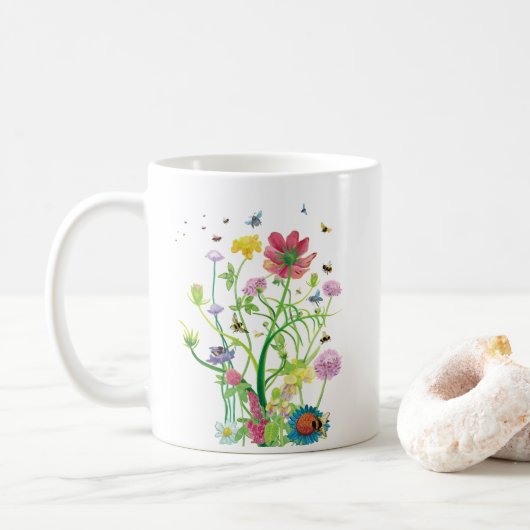Blooming Flowers for Wild Bees and Bumblebees コーヒーマグカップ (ドーナツ)