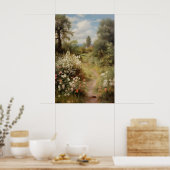 Blooming Garden Path Vintage Spring , アンティークオイル ポスター (キッチン)