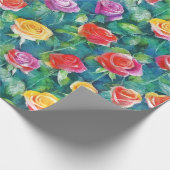 Blooming garden rose bush watercolor print ラッピングペーパー (角)