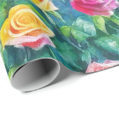 Blooming garden rose bush watercolor print ラッピングペーパー (ロールコーナー)