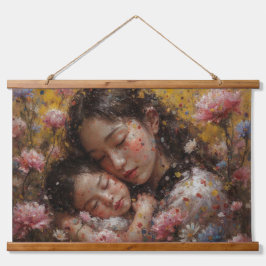 Blooming Hug – Mother & Child Floral Tapestry 吊り下げ型タペストリー